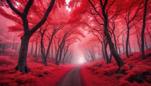 red tree,germany forest,fairytale forest,forest road,foggy forest,landscape red,winter forest,forest of dreams,forest path,holy forest,enchanted forest,fairy forest,ravine red romania,red sky,autumn forest,red tones,red place,forest,the mystical path,haunted forest,Photography,General,Realistic