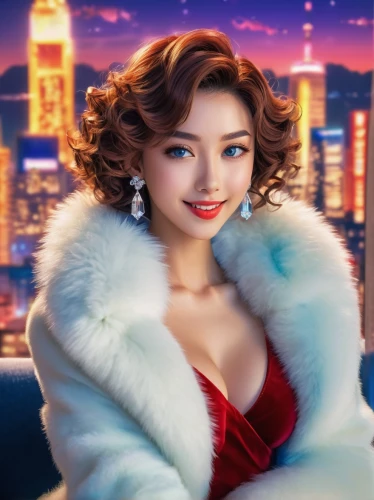 shanghai disney,asian woman,alipay,fur clothing,miss vietnam,christmas woman,asian vision,shanghai,shenyang,ara macao,chinese background,chongqing,xiangwei,suit of the snow maiden,siu mei,cruella,xizhi,phuquy,xuan lian,su yan,Illustration,Japanese style,Japanese Style 03