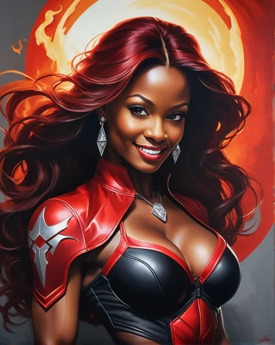 scarlet witch,red super hero,super heroine,queen of hearts,fantasy art,fantasy woman,harley,fire heart,lady honor,starfire,red chief,valentine pin up,fiery,woman fire fighter,fire siren,black woman,super woman,fire angel,red,mary jane,Conceptual Art,Fantasy,Fantasy 06