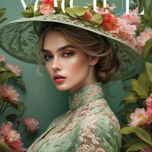 vogue,magazine cover,vintage floral,cover,magazine - publication,vanity fair,victorian lady,magazine,the victorian era,vintage flowers,magnolia,rosa ' amber cover,venetia,viola,valentino,floral,cover girl,vanessa (butterfly),victorian style,vodel,Conceptual Art,Oil color,Oil Color 18