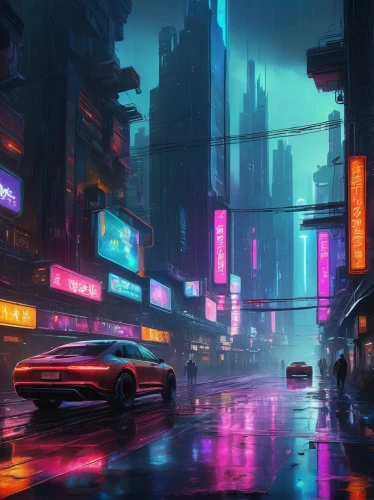 cyberpunk,futuristic landscape,cityscape,colorful city,neon arrows,fantasy city,futuristic,neon lights,neon,evening city,tokyo city,shinjuku,metropolis,shanghai,urban,neon ghosts,cities,city lights,city at night,street canyon,Illustration,Realistic Fantasy,Realistic Fantasy 26