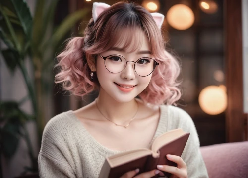 reading glasses,pink glasses,pink round frames,with glasses,librarian,uji,bookworm,book glasses,glasses,lotte,eye glasses,silver framed glasses,eyeglasses,spectacles,lace round frames,natural pink,phuquy,color glasses,two glasses,light pink,Photography,Documentary Photography,Documentary Photography 02