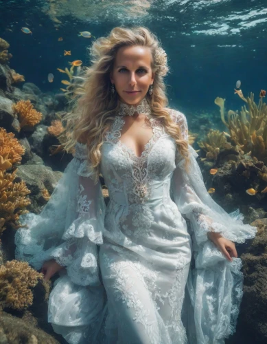 the blonde in the river,blonde in wedding dress,the sea maid,underwater background,celtic woman,under the water,trisha yearwood,under water,believe in mermaids,wedding photo,wedding dress,mermaid,bridal,bridal dress,wedding gown,celtic queen,dead bride,underwater,bride,annemone,Photography,Realistic
