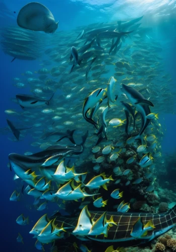 school of fish,wrasses,pallet surgeonfish,diving fins,duiker island,coral reef fish,lemon surgeonfish,shoal,raja ampat,sea life underwater,marine fish,sardine,underwater fish,marine diversity,lemon butterflyfish,manta rays,butterflyfish,butterfly fish,atlantic bluefin tuna,marine life,Photography,General,Realistic