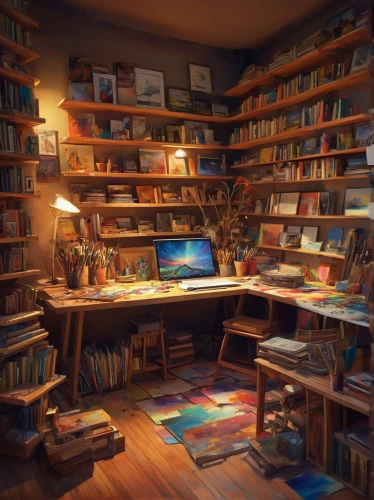 study room,bookshelf,working space,workspace,wooden desk,bookshelves,desk,computer room,bookstore,reading room,book store,bookcase,book wall,home office,work space,bookshop,creative office,secretary desk,writing desk,classroom,Conceptual Art,Sci-Fi,Sci-Fi 01