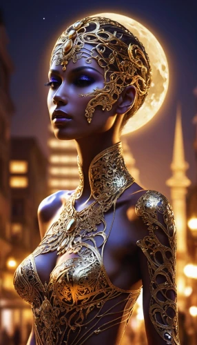 ancient egyptian girl,cleopatra,golden crown,sphynx,andromeda,golden mask,pharaonic,golden scale,priestess,gold crown,bodypaint,gold mask,ancient egyptian,egyptian,fantasy art,pharaoh,mystique,nile,fantasy woman,gold jewelry,Photography,General,Realistic