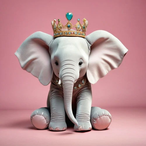 pink elephant,circus elephant,elephant's child,girl elephant,elephant toy,dumbo,pachyderm,princess crown,elephant,circus animal,anthropomorphized animals,whimsical animals,crown render,elephant kid,animals play dress-up,elephantine,heart with crown,paper art,queen crown,beauty pageant,Photography,Artistic Photography,Artistic Photography 05