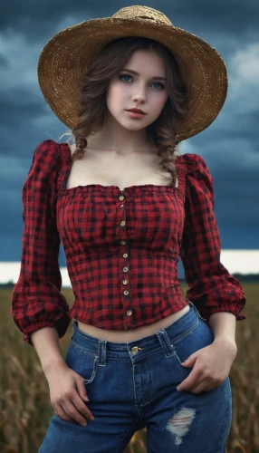 farm girl,countrygirl,country dress,cowgirl,farmer,cowgirls,woman of straw,country style,southern belle,farm background,farmer in the woods,country-western dance,retro woman,cowboy plaid,heidi country,farm set,straw field,farmworker,vintage woman,straw hat,Conceptual Art,Fantasy,Fantasy 34