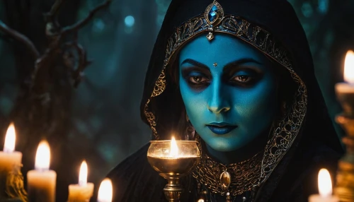 blue enchantress,janmastami,priestess,jaya,avatar,sorceress,dark elf,day of the dead frame,the enchantress,mystique,indigo,ojos azules,blue demon,kali,kundalini,violet head elf,voodoo woman,samara,mirror of souls,dusshera,Photography,General,Fantasy