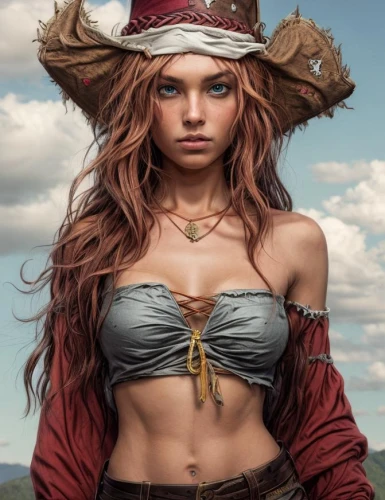 the hat-female,leather hat,fae,fantasy portrait,the hat of the woman,fantasy woman,pirate,wood elf,female warrior,mara,sorceress,fantasy art,elza,the enchantress,celtic queen,costume hat,witch's hat,warrior woman,pointed hat,witch hat,Common,Common,Film