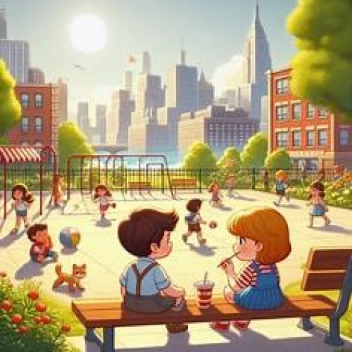 kids illustration,children's background,urban park,battery park,girl and boy outdoor,hoboken condos for sale,walk in a park,city park,child in park,park bench,cute cartoon image,central park,new york,new york city,in the park,little people,playing outdoors,brooklyn,public space,the park