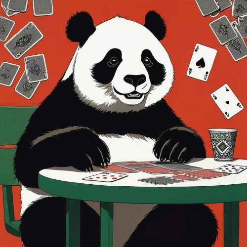 chinese panda,panda,panda bear,pandabear,pandas,playing card,kawaii panda,poker,playing cards,little panda,yuan,book illustration,giant panda,lun,oliang,po,panda face,game illustration,card game,baby panda,Illustration,American Style,American Style 09