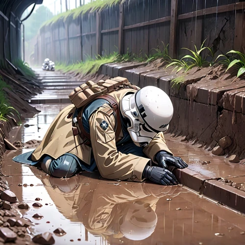 water removal,excavation,oil drop,medic,repairman,maintenance,wastewater,welder,chemical disaster exercise,worker,contractor,engineer,gas welder,repairs,drainage,storm drain,repairing,contamination,lead-pouring,extraction,Anime,Anime,Realistic