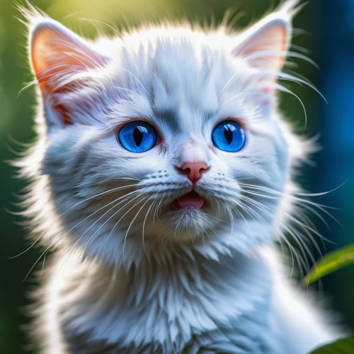 cat with blue eyes,blue eyes cat,cat on a blue background,cute cat,blue eyes,turkish angora,white cat,breed cat,cat portrait,turkish van,blue eye,cat vector,baby blue eyes,heterochromia,kitten,the blue eye,cartoon cat,cat,cat's eyes,ojos azules,Conceptual Art,Fantasy,Fantasy 15