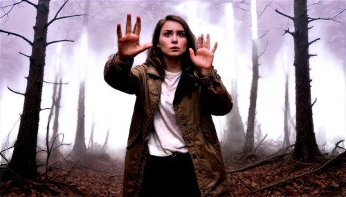 cd cover,weeping angel,mystery book cover,film poster,book cover,lori,scared woman,eleven,photoshop manipulation,halloween poster,clove,woman pointing,video film,the woods,photo manipulation,scary woman,digital compositing,laurie 1,lillian gish - female,slender,Illustration,Realistic Fantasy,Realistic Fantasy 05