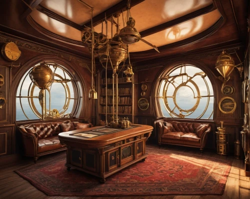 ornate room,sea fantasy,houseboat,airships,great room,galleon ship,steampunk,engine room,portuguese galley,airship,wade rooms,ship travel,full-rigged ship,steampunk gears,danish room,caravel,apothecary,art nouveau design,fairy tale castle,sitting room,Art,Classical Oil Painting,Classical Oil Painting 14