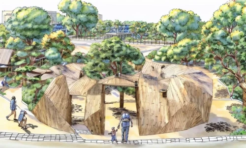 adventure playground,garden design sydney,eco-construction,landscape design sydney,garden buildings,caravanserai,permaculture,urban park,charcoal kiln,knothole,korean folk village,urban design,will free enclosure,help great bath ruins,children's playground,enclosure,landscape designers sydney,public space,earthworks,school design