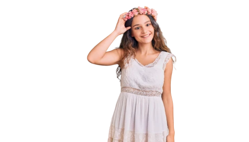 flower crown,flower crown of christ,bridal clothing,headpiece,flower hat,laurel wreath,flower garland,spring crown,nightgown,quinceanera dresses,girl in white dress,bridal party dress,little girl dresses,girl in flowers,princess crown,headdress,diadem,women's clothing,country dress,overskirt,Art,Classical Oil Painting,Classical Oil Painting 26