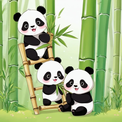 pandas,bamboo,bamboo plants,bamboo forest,bamboo curtain,chinese panda,panda,kawaii panda,bamboo flute,little panda,panda bear,bamboo frame,hanging panda,giant panda,hawaii bamboo,kawaii panda emoji,baby panda,cute cartoon image,cartoon forest,pandabear,Illustration,Japanese style,Japanese Style 01