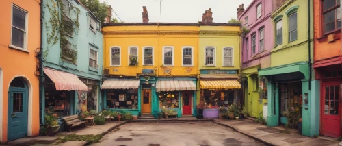 colorful city,notting hill,montmartre,watercolor shops,french quarters,row houses,brighton,colorful facade,new orleans,bristol,burano island,mackinac island,burano,istanbul,curacao,wooden houses,row of houses,colorful life,saturated colors,galata,Illustration,Paper based,Paper Based 22