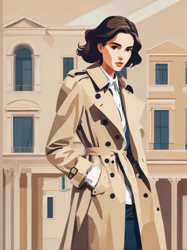 fashion vector,fashion illustration,overcoat,trench coat,long coat,spy visual,woman in menswear,art deco woman,art deco background,spy,game illustration,businesswoman,coat,vector illustration,business woman,paris clip art,city ​​portrait,background vector,sci fiction illustration,vector girl,Illustration,Japanese style,Japanese Style 06