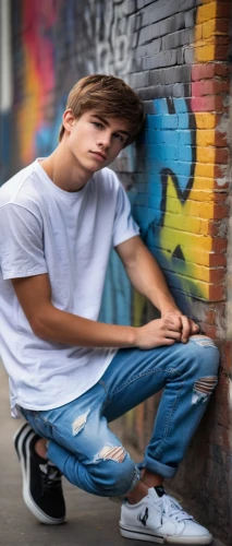 jeans background,skater,photo session in torn clothes,teen,boy,adidas,wall,holding shoes,skater boy,lukas 2,graffiti,sweatpant,boys fashion,pants,dj,skate shoe,blue shoes,boy model,brick background,loose pants,Conceptual Art,Oil color,Oil Color 02