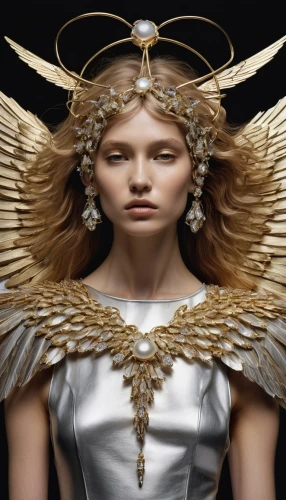 baroque angel,the angel with the veronica veil,archangel,the archangel,headdress,angel wings,feather headdress,angel wing,vintage angel,headpiece,business angel,priestess,stone angel,angelology,harpy,winged,greer the angel,gold jewelry,angel,laurel wreath,Conceptual Art,Daily,Daily 14