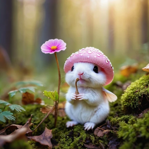 bunny on flower,little bunny,flower animal,little rabbit,blossom kitten,animals play dress-up,baby bunny,cute animal,baby rabbit,cute animals,flower hat,whimsical animals,springtime background,easter bunny,cottontail,dwarf rabbit,little hat,cute cartoon character,round kawaii animals,spring background,Conceptual Art,Daily,Daily 06