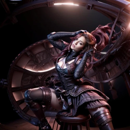 steampunk,cg artwork,gara,gear shaper,female warrior,katana,steampunk gears,darth talon,swordswoman,operator,biomechanical,cybernetics,andromeda,shepard,widowmaker,huntress,black widow,symetra,sextant,femme fatale,Female,Eastern Europeans,Disheveled hair,Youth adult,M,Confidence,Underwear