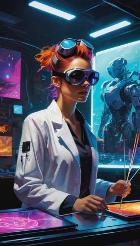 fish-surgeon,cyber glasses,sci fi surgery room,biologist,sci fiction illustration,scientist,cyberpunk,cg artwork,female doctor,operator,veterinarian,engineer,medical concept poster,researcher,girl at the computer,tracer,pandemic,transistor,surgeon,cosmetics counter,Conceptual Art,Oil color,Oil Color 04