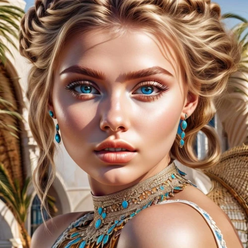 elsa,boho art,boho,fantasy portrait,turquoise,jewelry,romantic look,blue eyes,fantasy art,earrings,cleopatra,beach background,world digital painting,arabian,natural cosmetic,bali,beautiful face,aphrodite,moana,genuine turquoise