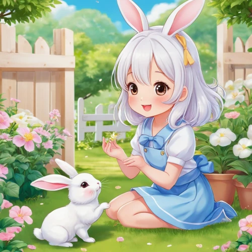 white bunny,bunny,easter background,little bunny,spring background,rabbits and hares,domestic rabbit,rabbits,springtime background,easter theme,european rabbit,little rabbit,bunnies,children's background,white rabbit,rabbit,portrait background,no ear bunny,easter banner,spring leaf background,Illustration,Japanese style,Japanese Style 01