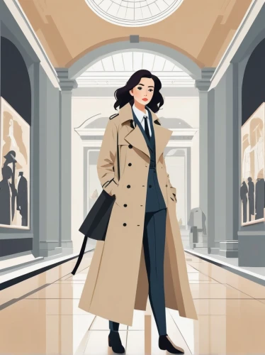 fashion vector,woman in menswear,art deco woman,overcoat,trench coat,shopping icon,the girl at the station,art deco background,long coat,woman shopping,coat,vector girl,vector illustration,a pedestrian,woman walking,travel woman,pedestrian,spy visual,art deco,frock coat,Illustration,Japanese style,Japanese Style 06