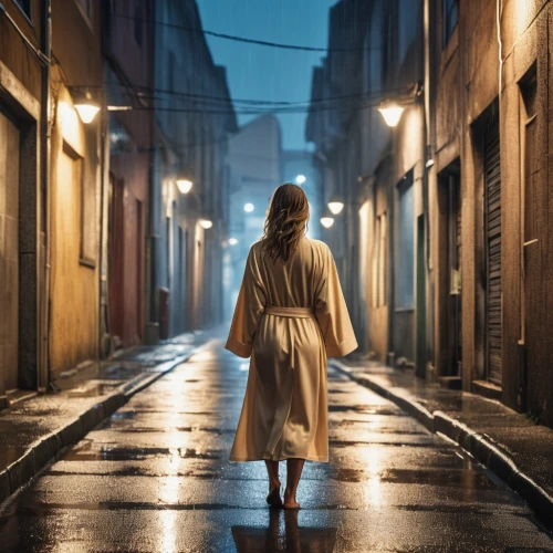 girl walking away,woman walking,the girl in nightie,walking in the rain,alley,alleyway,kyoto,blue jasmine,girl in a long dress from the back,sleepwalker,girl in a long dress,girl in a historic way,laneway,the girl at the station,girl in a long,blind alley,in the rain,woman thinking,raincoat,japan's three great night views,Photography,General,Realistic