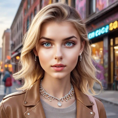 model beauty,jewelry,romantic look,heterochromia,gold jewelry,necklace,jewelry（architecture）,jewelry store,shopping icon,sofia,beautiful model,beautiful young woman,beautiful face,pretty young woman,chainlink,on the street,jeweled,angel face,fashion street,diamond jewelry,Photography,Commercial