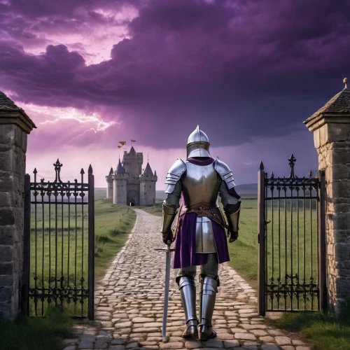 the purple-and-white,purple,wall,castleguard,bach knights castle,purple landscape,camelot,fantasy picture,heroic fantasy,la violetta,digital compositing,joan of arc,purple pageantry winds,pilgrimage,massively multiplayer online role-playing game,lavendar,king arthur,knight armor,knight village,purple-white