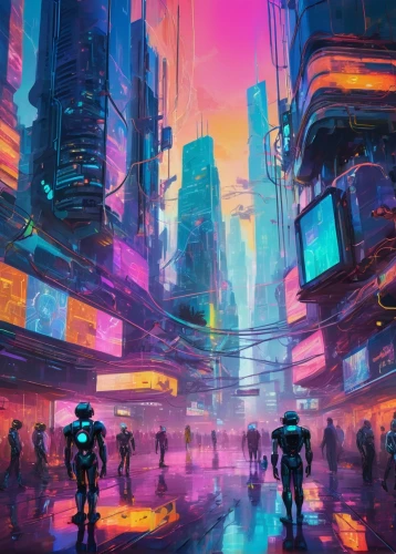 cyberpunk,futuristic landscape,colorful city,futuristic,dystopian,cityscape,dystopia,metropolis,scifi,vapor,tokyo city,sci - fi,sci-fi,fantasy city,cyber,pedestrian,cyberspace,tokyo,neon ghosts,shinjuku,Conceptual Art,Oil color,Oil Color 20