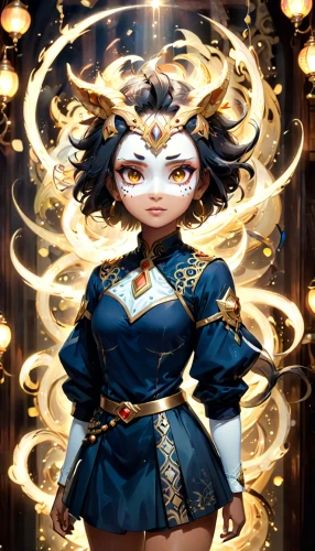 zodiac sign libra,celestial chrysanthemum,taiwanese opera,oriental princess,priestess,flame spirit,anime japanese clothing,shuanghuan noble,asian costume,sorceress,wuchang,fire angel,magic grimoire,fantasy portrait,blue enchantress,masquerade,ayu,geisha,zodiac sign gemini,aura,Anime,Anime,Cartoon