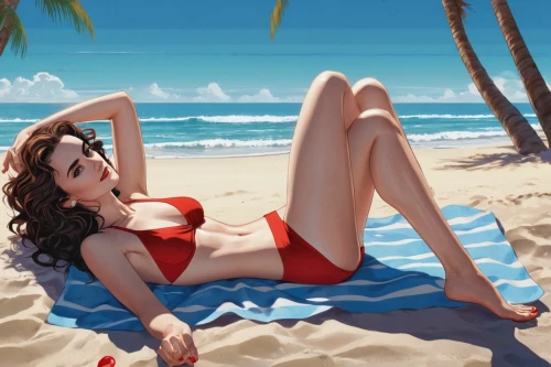 beach background,world digital painting,honolulu,pinup girl,digital painting,summer background,pin-up girl,digital compositing,beach scenery,cg artwork,retro pin up girl,dream beach,pin up girl,beach chair,sanya,moana,tahiti,beach towel,christmas on beach,punta-cana,Illustration,Japanese style,Japanese Style 07