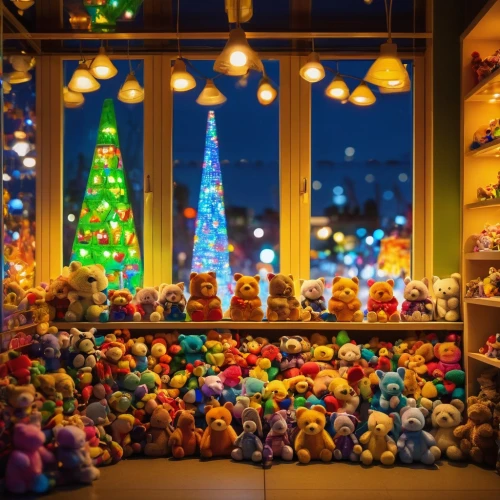 christmas window,christmas window on brick,toy store,christmas village,knitted christmas background,soft toys,christmas room,cuddly toys,plush toys,shop-window,christmas town,christmas scene,shop window,wooden christmas trees,christmas crib figures,christmas market,store window,stuffed toys,christmas toys,stuffed animals,Illustration,Realistic Fantasy,Realistic Fantasy 45