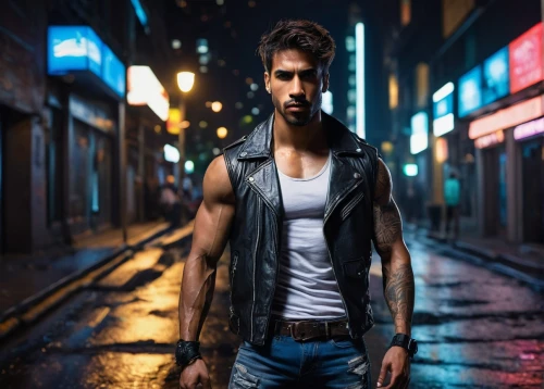 man holding gun and light,male model,young model istanbul,kabir,digital compositing,wolverine,photo session at night,city ​​portrait,male character,man portraits,portrait photography,photoshop manipulation,alleyway,daemon,visual effect lighting,alley,cyberpunk,main character,latino,terminator,Art,Classical Oil Painting,Classical Oil Painting 08