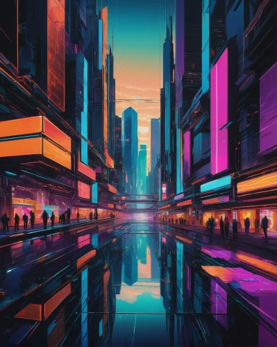 colorful city,futuristic landscape,cityscape,metropolis,cyberpunk,futuristic,tokyo city,fantasy city,tokyo,cities,ultraviolet,city lights,shanghai,city,hong kong,dusk,shinjuku,city trans,urban,evening city,Illustration,Paper based,Paper Based 13