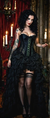 gothic fashion,gothic woman,gothic dress,burlesque,goth woman,dita,dark gothic mood,gothic style,neo-burlesque,celtic queen,black angel,dark angel,gothic,danse macabre,gothic portrait,the witch,goth festival,voodoo woman,sorceress,catrina,Illustration,Realistic Fantasy,Realistic Fantasy 37