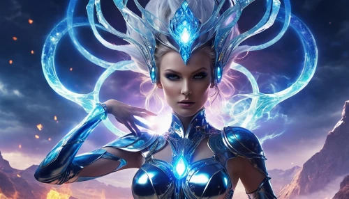 blue enchantress,symetra,ice queen,tiber riven,avatar,female warrior,electro,show off aurora,goddess of justice,nova,zodiac sign libra,fantasy woman,elsa,monsoon banner,venera,alien warrior,neottia nidus-avis,fire background,cancer icon,shiva,Photography,Artistic Photography,Artistic Photography 03