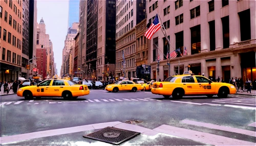 new york taxi,world digital painting,taxi cab,taxicabs,yellow cab,virtual landscape,city scape,photo manipulation,yellow taxi,cabs,crosswalk,wall street,digital compositing,new york streets,3d rendering,photo painting,photomanipulation,3d background,taxi stand,image manipulation,Conceptual Art,Fantasy,Fantasy 23