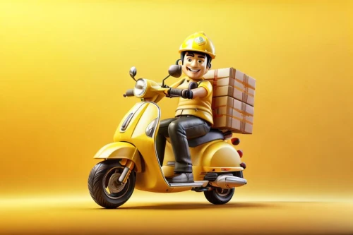 delivery service,delivering,moped,piaggio,courier driver,delivery man,e-scooter,courier,crash cart,scooter,vespa,yellow background,new vehicle,scooter riding,motorbike,cinema 4d,delivery,tricycle,road roller,volkswagen delivery