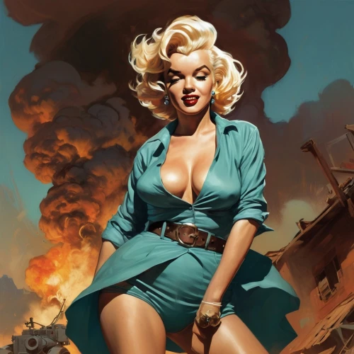 pin-up girl,retro pin up girl,retro pin up girls,pin up girl,pin-up,pin ups,pinup girl,pin up,pin-up girls,pin-up model,atomic age,atomic bomb,femme fatale,valentine day's pin up,pin up girls,cigarette girl,valentine pin up,retro women,fallout4,woman fire fighter,Conceptual Art,Oil color,Oil Color 04