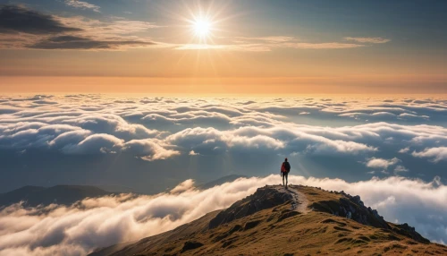 above the clouds,sea of clouds,the pillar of light,mountain sunrise,cloud mountain,sea of fog,heavenly ladder,carpathians,mountain peak,summit,the spirit of the mountains,towards the top of man,high-altitude mountain tour,fall from the clouds,mountain top,transfagarasan,slovak tatras,tatra mountains,cloud towers,the transfagarasan,Photography,General,Realistic