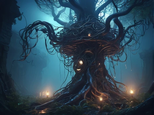 the roots of trees,magic tree,celtic tree,enchanted forest,dryad,tree and roots,creepy tree,tree of life,elven forest,haunted forest,forest tree,rooted,sacred fig,holy forest,fairy forest,groot,strange tree,the branches of the tree,roots,tree's nest,Illustration,Realistic Fantasy,Realistic Fantasy 37