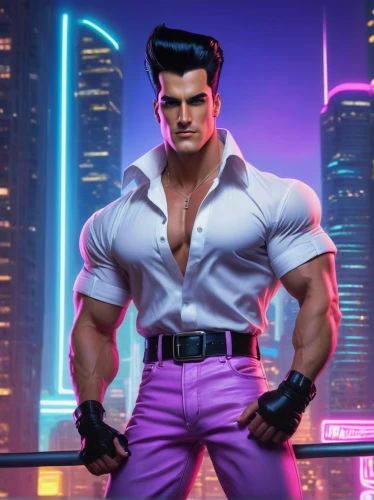 pompadour,ken,man in pink,muscle man,muscle icon,male character,edge muscle,macho,80s,ryan navion,cosplay image,cyberpunk,game art,magenta,muscular,twitch icon,masculine,power icon,adam,wall,Conceptual Art,Oil color,Oil Color 17